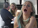 She's mad about Kyle! Sandilands's girlfriend Imogen Anthony, 22, burst into fits of giggles on coffee date with her beau, 42