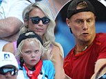 Just like daddy! Lleyton Hewitt's son Cruz, 5, is the spitting image of his father with his blonde curls and backwards cap as he cheers him on at Australian Open