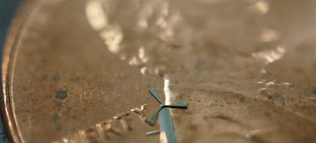 Tiny Micro-Robotic Windmill Recharges Phone Batteries One of Rao's micro-windmills is placed here on a penny.