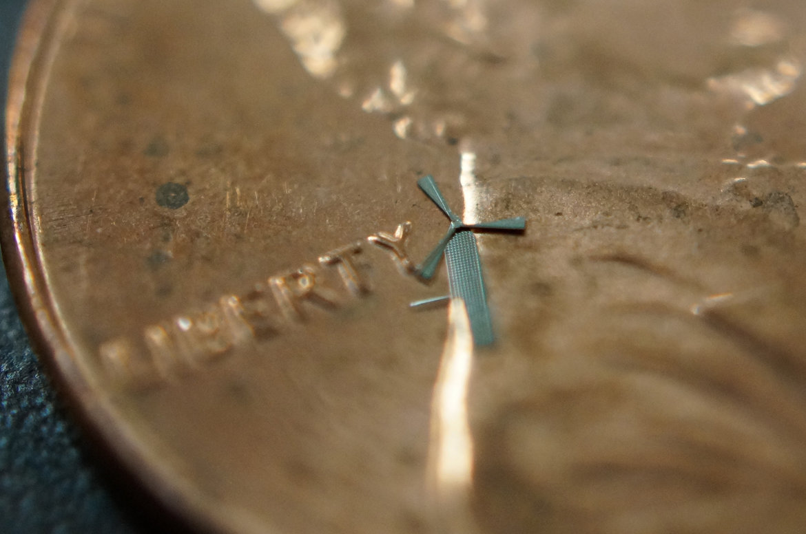 micro-windmill compared to a penny