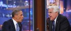 US President Barack Obama chats with host Jay Leno during a taping of The Tonight Show with Jay Leno at NBC Studios on August 6, 2013 in Burbank, California.
Credit: AFP/Getty Images