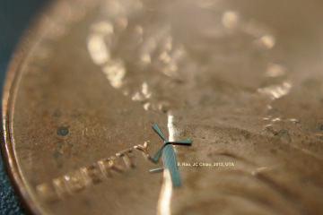 A MEMS micro windmill, designed by Dr. Smitha Rao and J.C. Chiao, Professor of Electrical Engineering at University of Texas - Arlington/ A MEMS micro windmill, designed by Dr. Smitha Rao and J.C. Chiao, Professor of Electrical Engineering at University of Texas - Arlington/