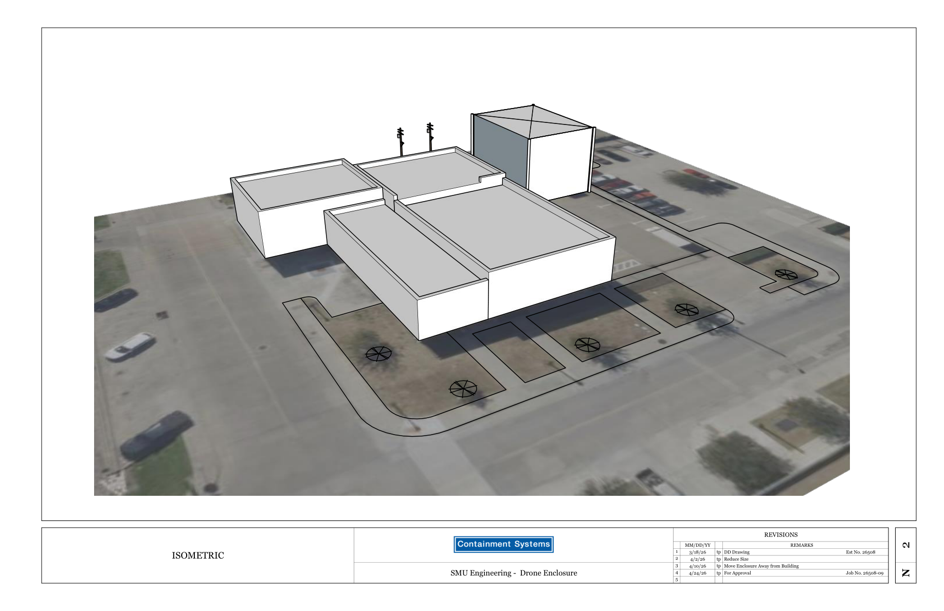 SMU drone enclosure isometric rendering